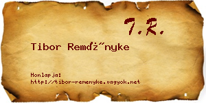 Tibor Reményke névjegykártya